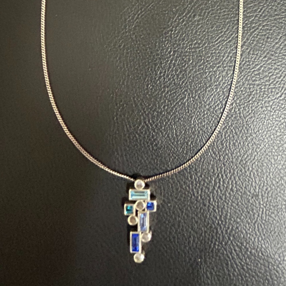 Brighton Silver and Sapphire Blue Color Crystal Necklace